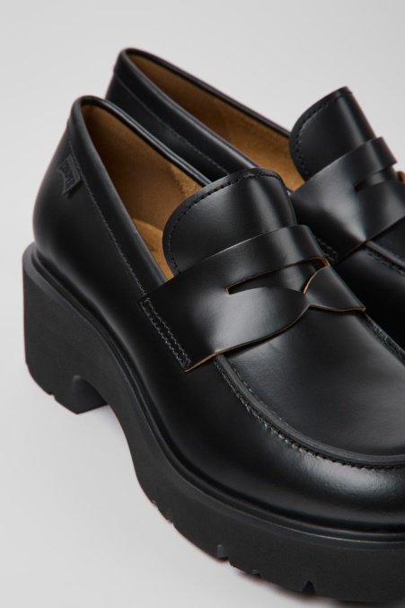 Design Milah Schwarze Lederloafer Für Damen Camper De