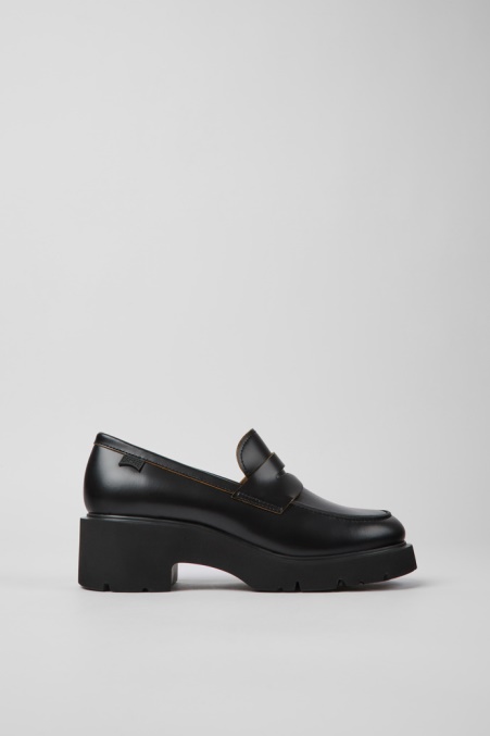 Design Milah Schwarze Lederloafer Für Damen Camper De