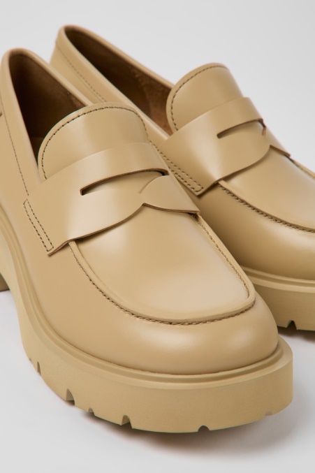 Camper De Milah Beige Leder Loafer Für Damen Neu Eingetroffen