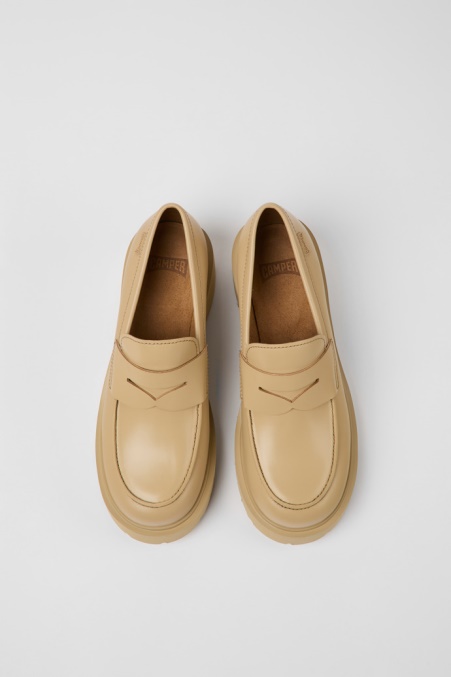 Camper De Milah Beige Leder Loafer Für Damen Neu Eingetroffen
