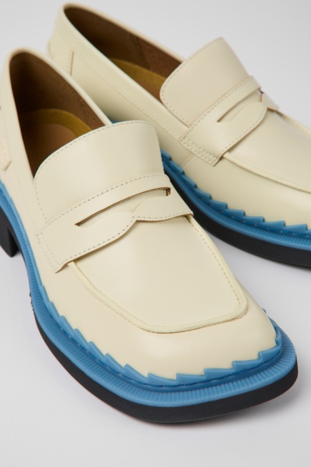 Design Taylor Weiß-blaue Lederloafer Für Damen Camper De