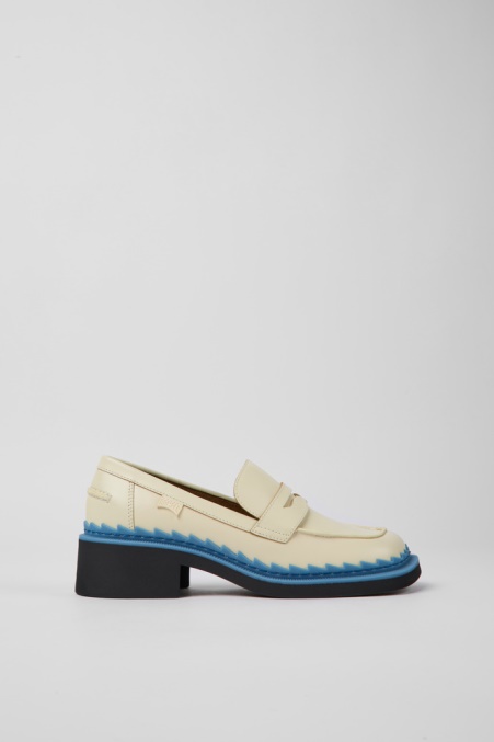 Design Taylor Weiß-blaue Lederloafer Für Damen Camper De
