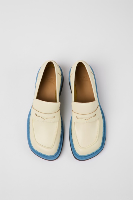 Design Taylor Weiß-blaue Lederloafer Für Damen Camper De