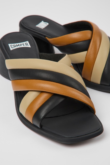 Exklusive Camper De Twins Mehrfarbige Ledersandalen Für Damen