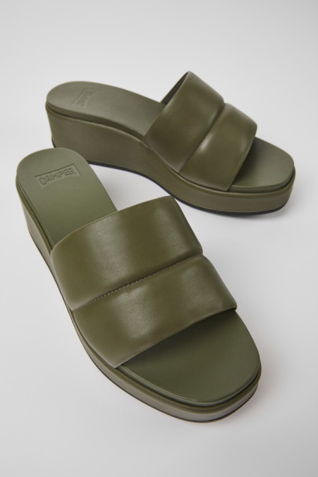 Exklusive Camper De Misia Grüne Ledersandalen Für Damen