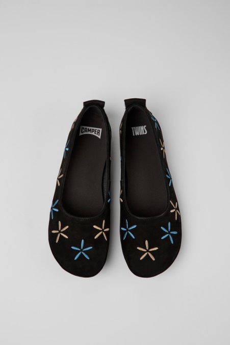 Camper De Design Twins Schwarz Nubuk Ballerinas Für Damen
