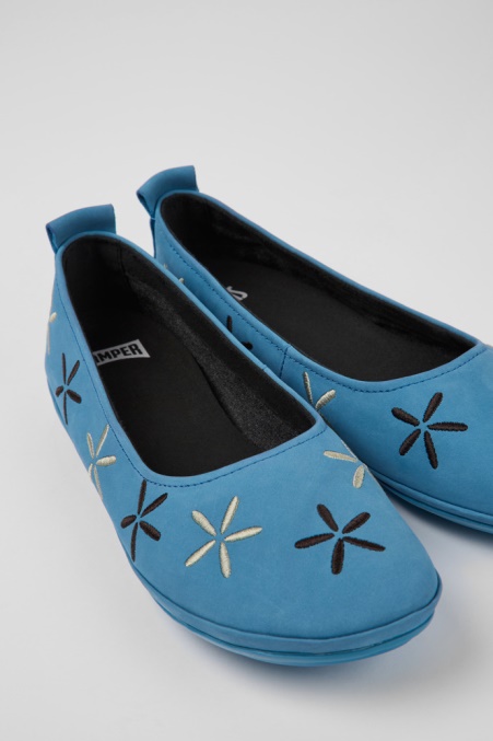 Design Twins Blaue Nubuk Ballerinas Für Damen Camper De