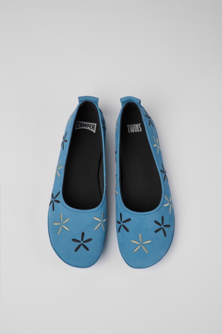 Design Twins Blaue Nubuk Ballerinas Für Damen Camper De