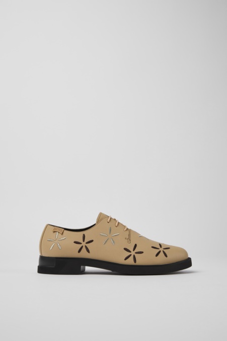 Exklusive Camper De Twins Beige Lederschuhe Für Damen