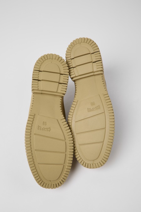 Exklusive Camper De Pix Lederschuhe In Grün Und Beige Für Damen