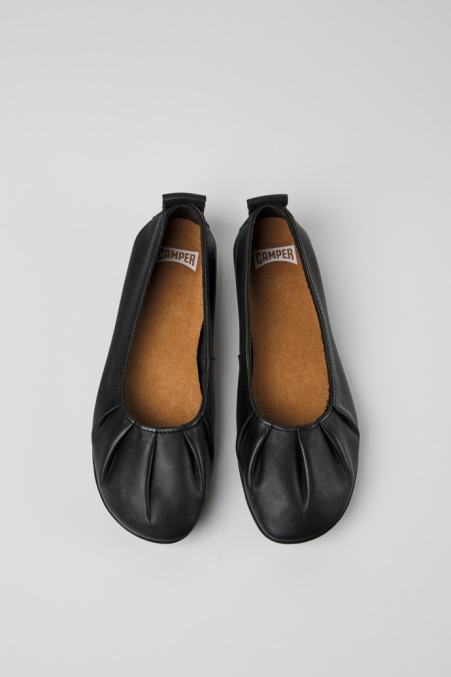 Design Rechts Schwarze Leder Ballerinas Für Damen Camper De