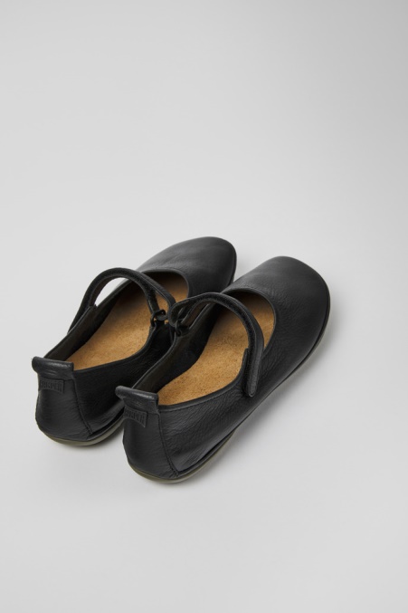 Rechts Schwarze Leder Ballerinas Für Damen Camper De Neu Eingetroffen