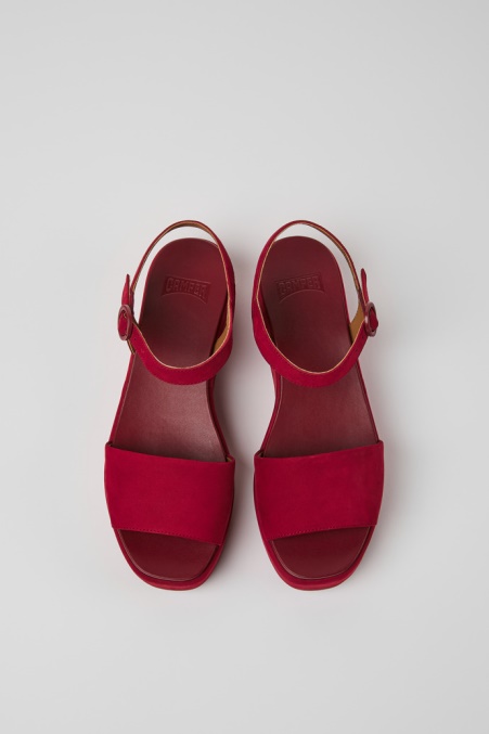 Misia Burgunderrote Nubuksandalen Für Damen Camper De Neu Eingetroffen