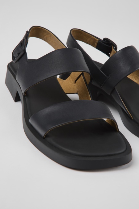 Camper De Dana Schwarze Ledersandalen Für Damen Neu Eingetroffen