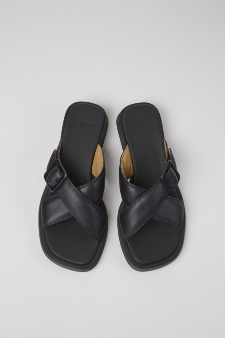 Dana Schwarze Ledersandalen Für Damen Exklusiv Camper De