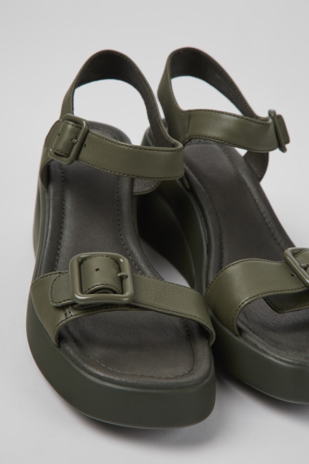 Kaah Grüne Ledersandalen Für Damen Camper De Neu Eingetroffen