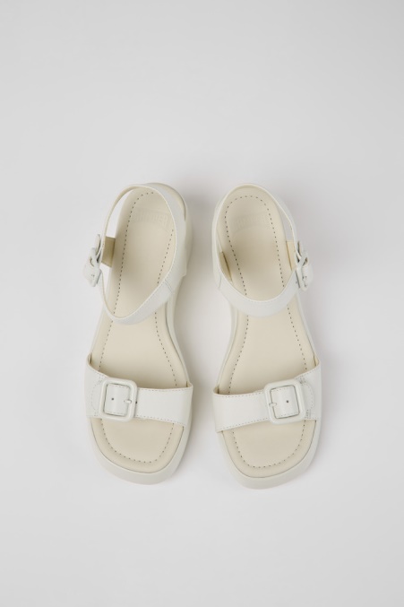 Design Kaah Weiße Ledersandalen Für Damen Camper De