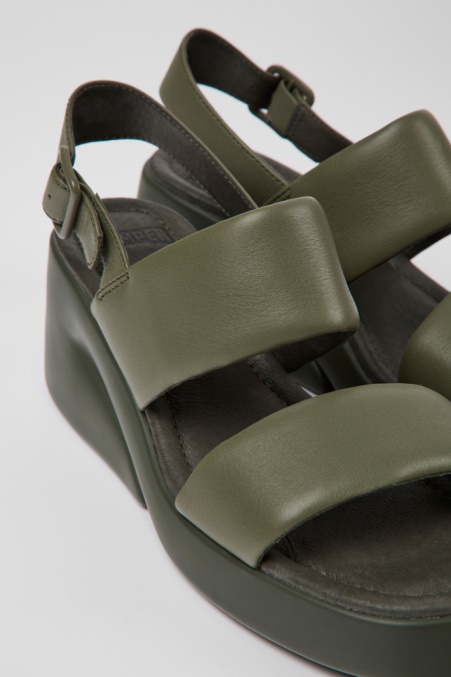 Exklusive Camper De Kaah Grüne Ledersandalen Für Damen