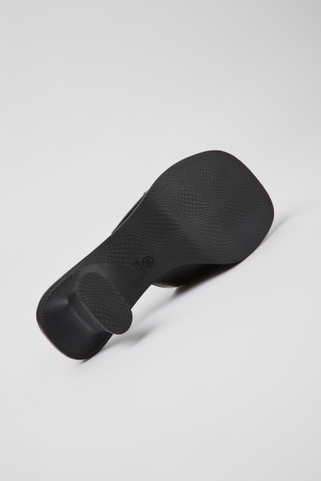 Exklusive Camper De Dina Schwarze Ledersandalen Für Damen