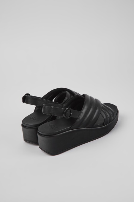 Exklusive Camper De Misia Schwarze Ledersandalen Für Damen