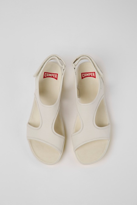 Exclusive Camper De Right Weiße Ledersandalen Für Damen