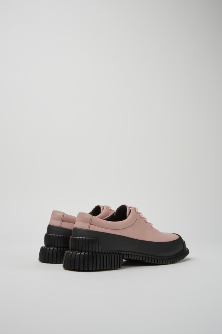 Camper De Design Pix Rosa Und Schwarze Lederschnürschuhe Für Damen