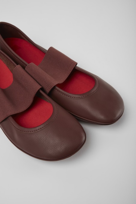 Camper De Design Right Weinrote Lederballerinas Für Damen