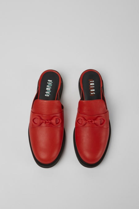 Design Twins Halboffene Rote Lederschuhe Camper De