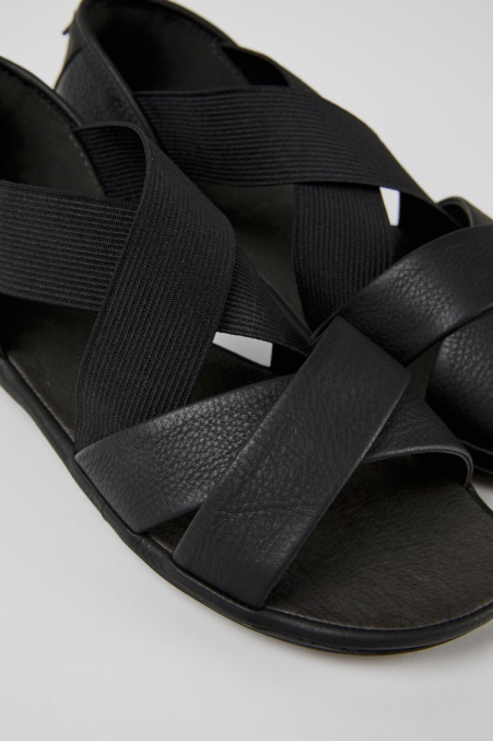 Camper De Right Schwarze Ledersandalen Für Damen Neu Eingetroffen