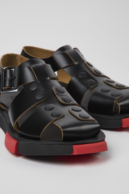 Set Schwarze Ledersandalen Für Damen Camper De Neu Eingetroffen