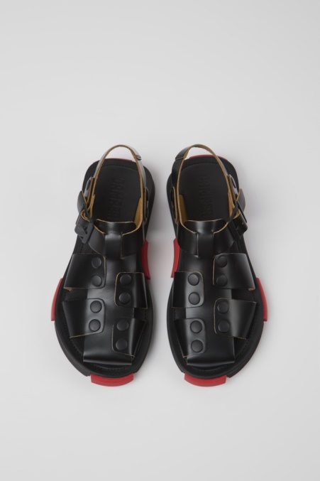 Set Schwarze Ledersandalen Für Damen Camper De Neu Eingetroffen