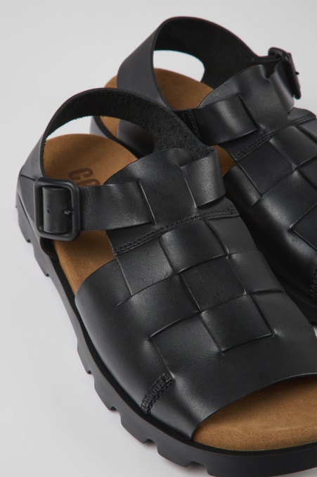 Camper De Design Brutus Sandale Schwarze Ledersandalen Für Herren