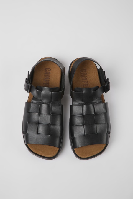 Camper De Design Brutus Sandale Schwarze Ledersandalen Für Herren