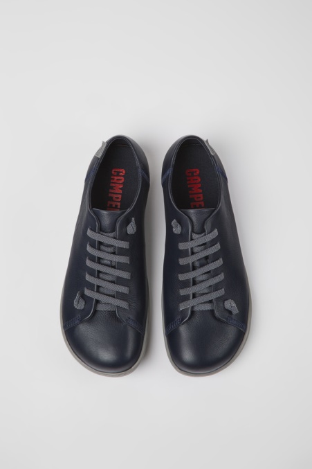 Peu Blaue Lederschuhe Herren Camper De Neu Eingetroffen