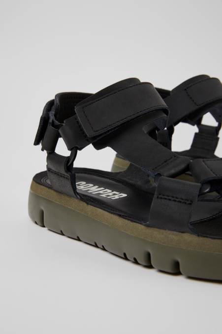 Camper De Design Oruga Schwarze Ledersandalen Für Herren