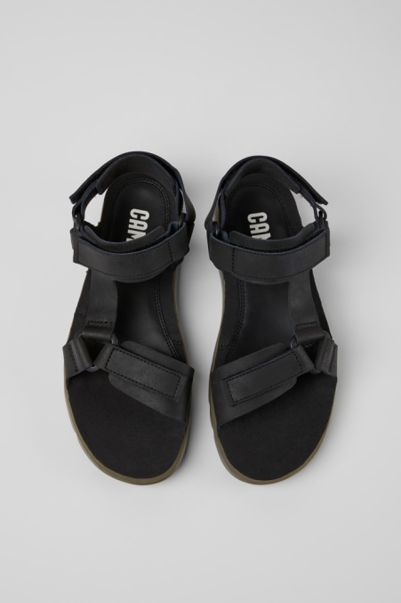 Camper De Design Oruga Schwarze Ledersandalen Für Herren