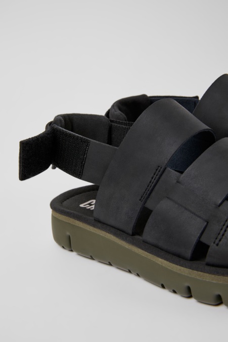 Oruga Herrensandalen Aus Schwarzem Leder Und Textil Camper De Neu Eingetroffen