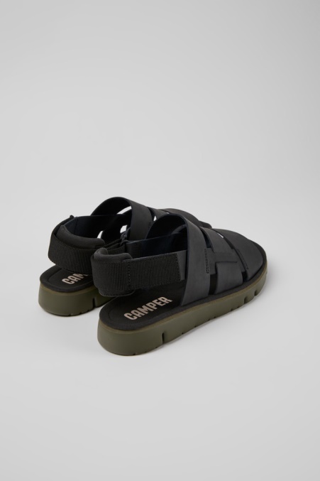 Oruga Herrensandalen Aus Schwarzem Leder Und Textil Camper De Neu Eingetroffen
