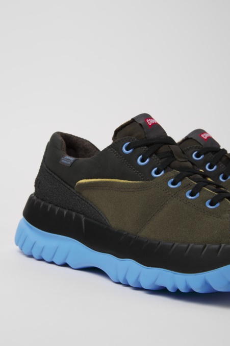 Exklusive Camper De Teix Grüne Recycelte Textil- Und Nubukschuhe Für Herren