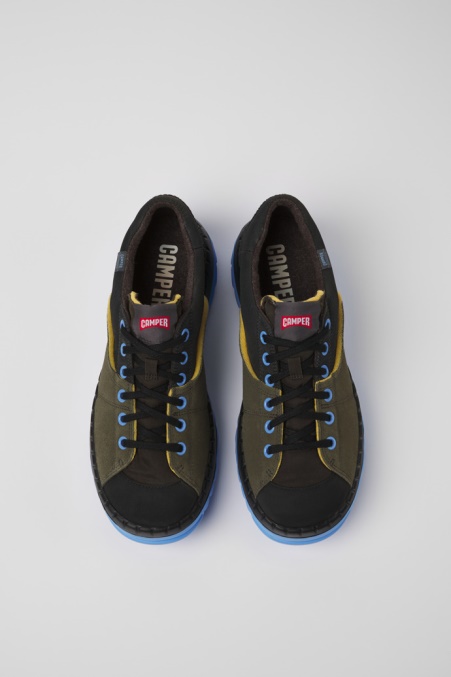 Exklusive Camper De Teix Grüne Recycelte Textil- Und Nubukschuhe Für Herren