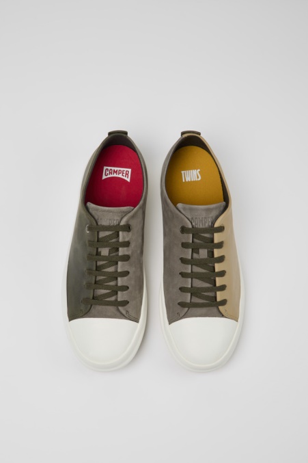 Twins Braun-graue Und Grüne Lederschuhe Für Herren Camper De Neu Eingetroffen