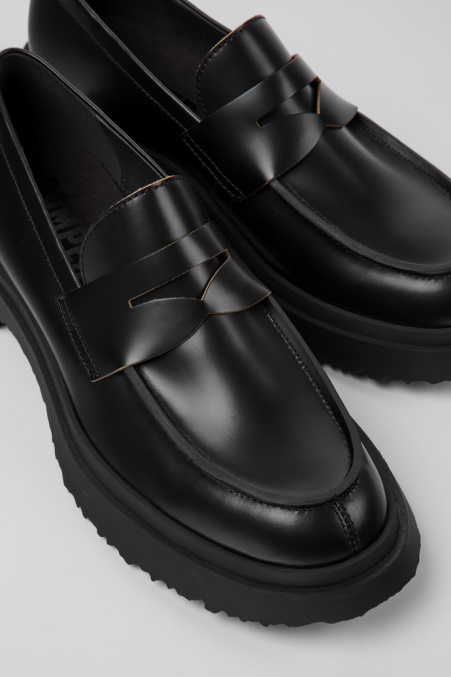 Design Walden Schwarze Lederloafer Camper De