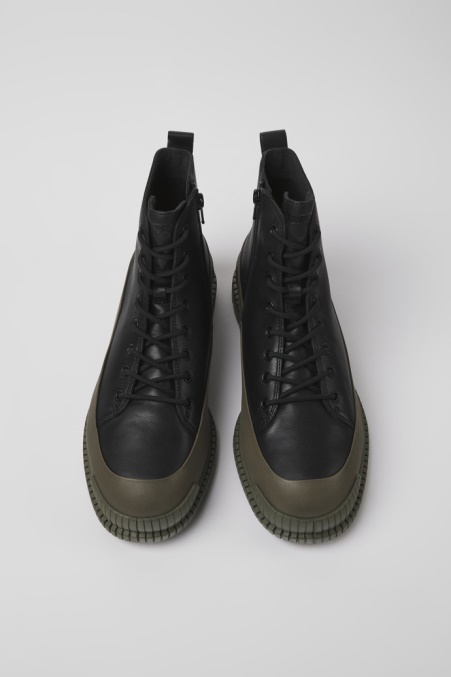 Camper De Design Pix Schwarze Und Grüne Lederstiefeletten Für Herren