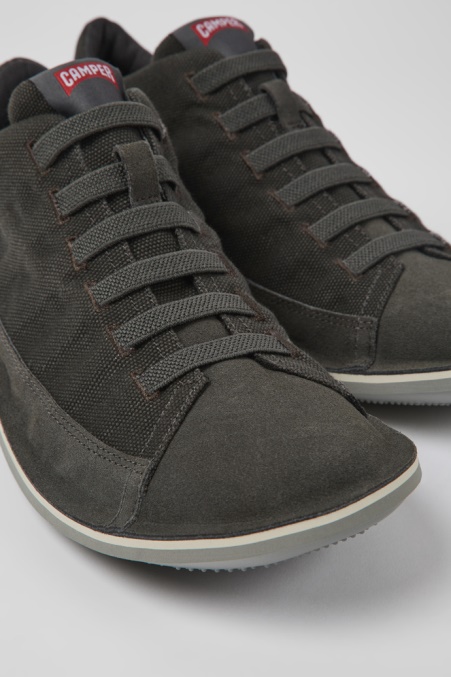 Camper De Beetle Graue Textil- Und Nubukschuhe Für Herren Neu Eingetroffen