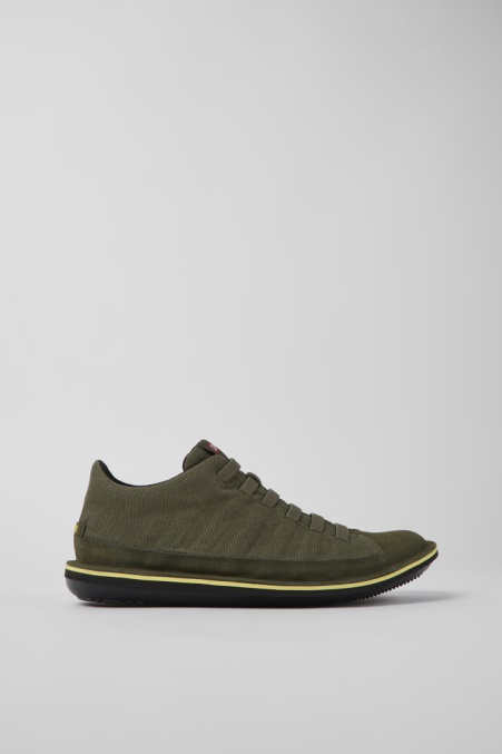 Exklusive Camper De Beetle Green Textil- Und Nubukschuhe Für Herren