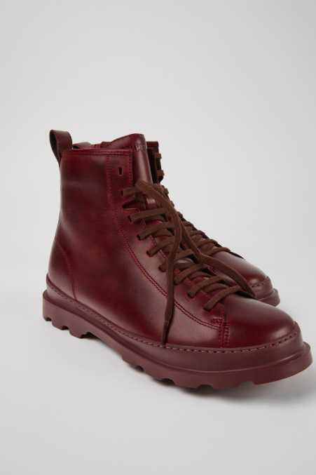 Design Brutus Burgunderrote Lederstiefeletten Für Herren Camper De
