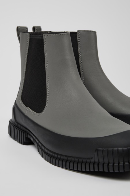 Pix Graue Und Schwarze Chelsea-stiefel Aus Leder Für Herren Exklusiv Camper De