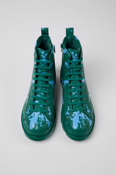 Camper De Design Brutus Grüne Und Blaue Lederstiefeletten Für Herren
