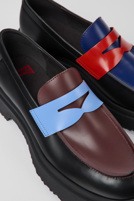 Camper De Design Twins Schwarze Lederloafer Für Herren
