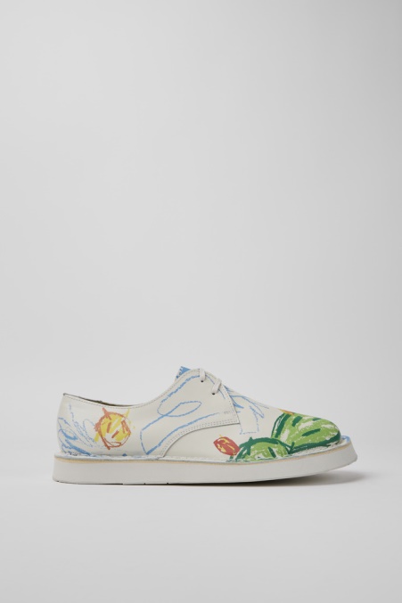 Neuankömmlinge Von Camper De Twins Aus Weiß Bedrucktem Leder Zum Schnüren Für Herren